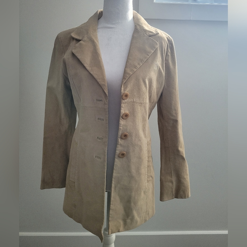 Dynamite Beige Button-Up Blazer ⭐️Real Leather⭐️